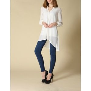 Orange Fashion Village Tops - Chiffon Button Down Tunic Orange Fashion Village Tops - Chiffon Button Down Tunic